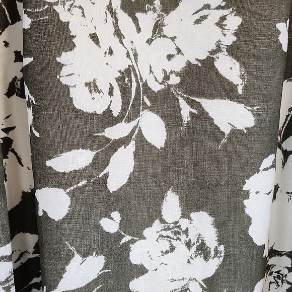 Ralph Lauren Classic Retro Round Neck Pleated Olive Floral 100% Linen Dress 12 - Picture 6 of 11